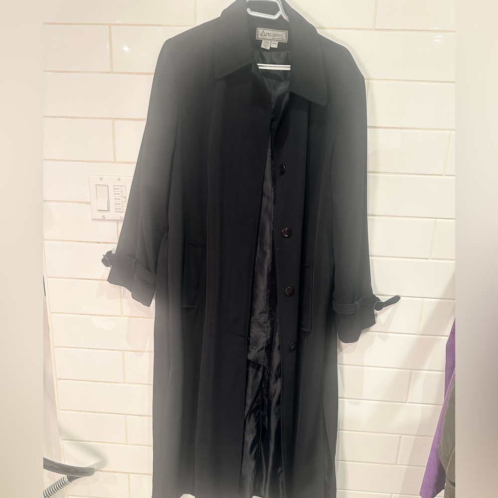 Apropos par Acorable Junior Black Long Trench Coat w/ Side Slits | 13/14 - Picture 2 of 8
